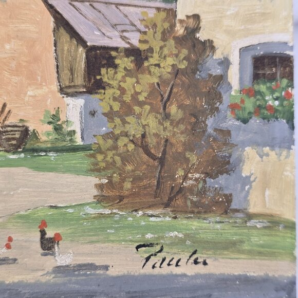 Signed Gustav Pawlu Mediterranean Coastal Scene Landscape Oil Painting on Board - Picture 4 of 8